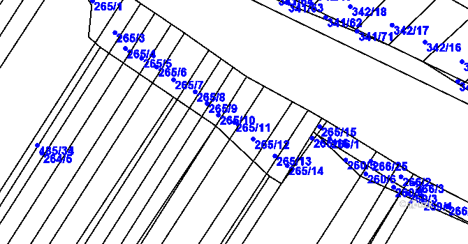 Parcela st. 265/11 v KÚ Lipová u Přerova, Katastrální mapa