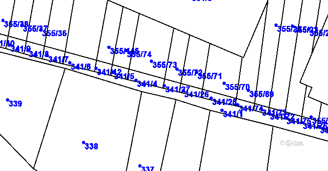 Parcela st. 341/27 v KÚ Lipová u Přerova, Katastrální mapa