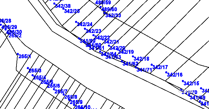 Parcela st. 341/63 v KÚ Lipová u Přerova, Katastrální mapa