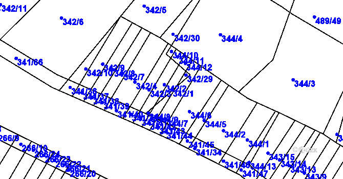Parcela st. 342/1 v KÚ Lipová u Přerova, Katastrální mapa
