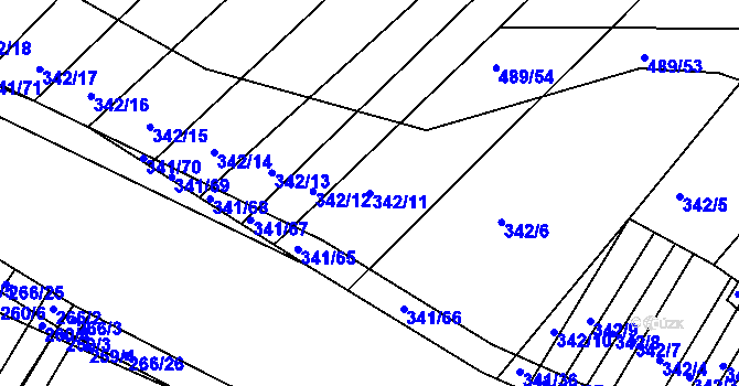 Parcela st. 342/11 v KÚ Lipová u Přerova, Katastrální mapa