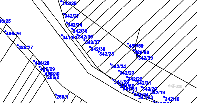 Parcela st. 342/25 v KÚ Lipová u Přerova, Katastrální mapa