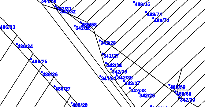 Parcela st. 342/27 v KÚ Lipová u Přerova, Katastrální mapa
