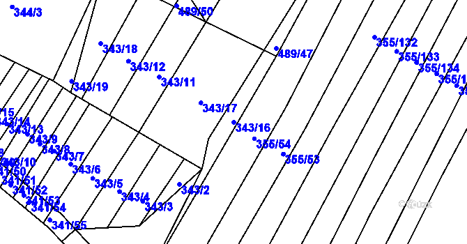 Parcela st. 343/16 v KÚ Lipová u Přerova, Katastrální mapa