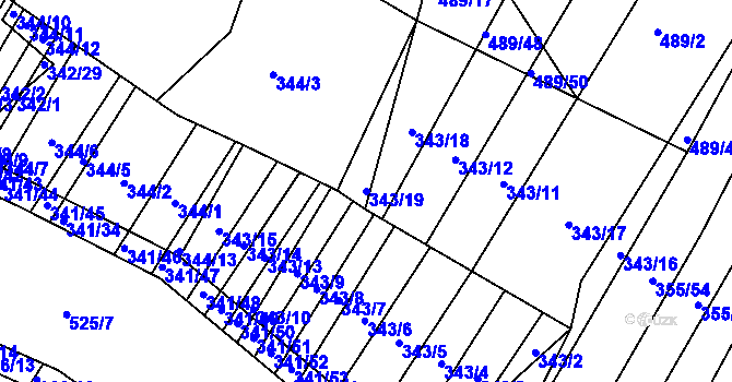Parcela st. 343/19 v KÚ Lipová u Přerova, Katastrální mapa