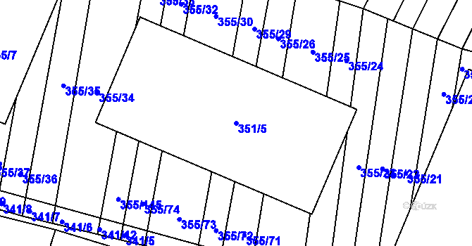 Parcela st. 351/5 v KÚ Lipová u Přerova, Katastrální mapa