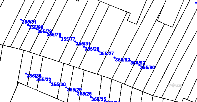 Parcela st. 355/27 v KÚ Lipová u Přerova, Katastrální mapa