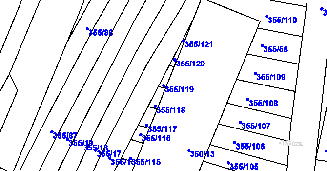 Parcela st. 355/119 v KÚ Lipová u Přerova, Katastrální mapa