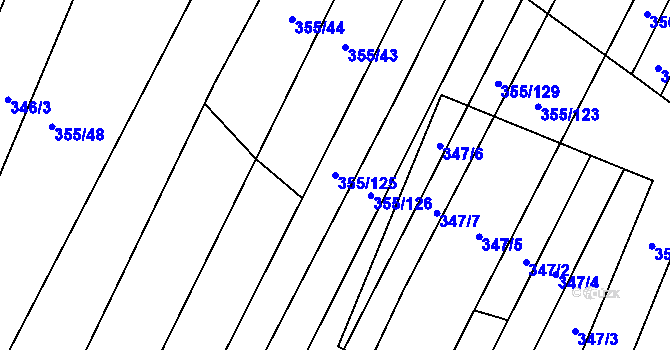 Parcela st. 355/125 v KÚ Lipová u Přerova, Katastrální mapa