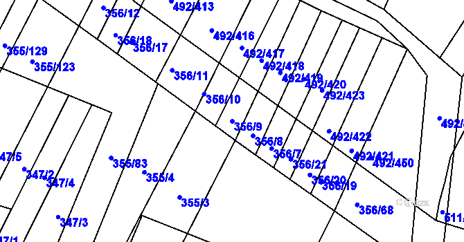 Parcela st. 356/9 v KÚ Lipová u Přerova, Katastrální mapa