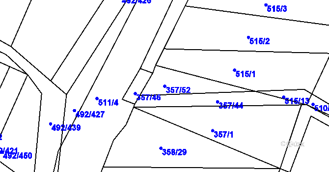 Parcela st. 357/52 v KÚ Lipová u Přerova, Katastrální mapa
