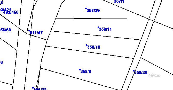 Parcela st. 358/10 v KÚ Lipová u Přerova, Katastrální mapa