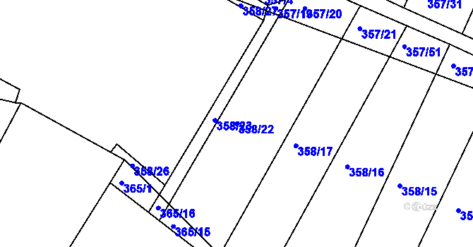 Parcela st. 358/22 v KÚ Lipová u Přerova, Katastrální mapa