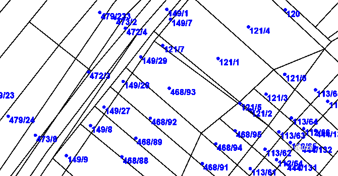 Parcela st. 468/93 v KÚ Lipová u Přerova, Katastrální mapa