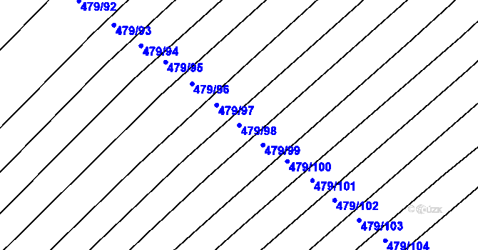 Parcela st. 479/98 v KÚ Lipová u Přerova, Katastrální mapa