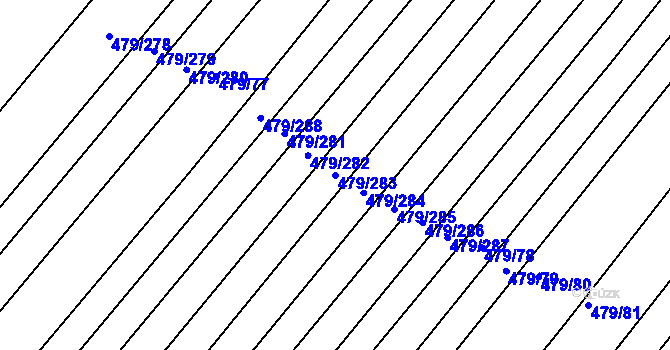 Parcela st. 479/283 v KÚ Lipová u Přerova, Katastrální mapa