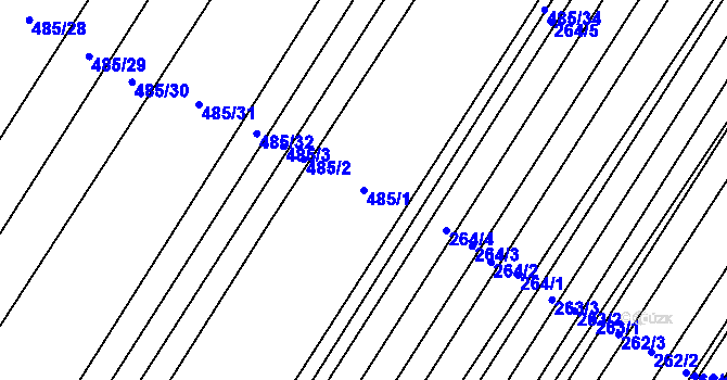 Parcela st. 485/1 v KÚ Lipová u Přerova, Katastrální mapa