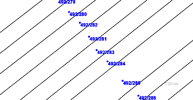 Parcela st. 492/283 v KÚ Lipová u Přerova, Katastrální mapa