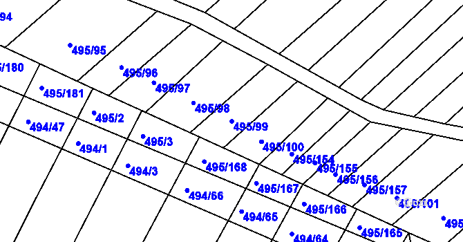 Parcela st. 495/99 v KÚ Lipová u Přerova, Katastrální mapa