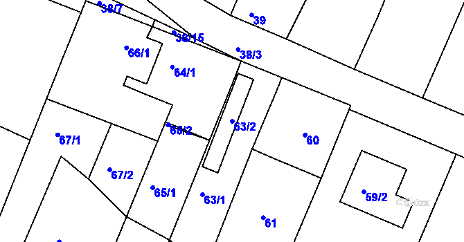 Parcela st. 63/2 v KÚ Lipová u Přerova, Katastrální mapa