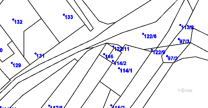 Parcela st. 116 v KÚ Lipová u Přerova, Katastrální mapa