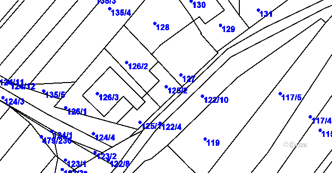 Parcela st. 125/2 v KÚ Lipová u Přerova, Katastrální mapa