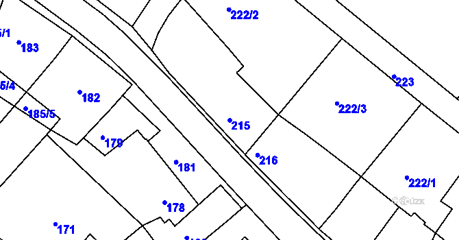 Parcela st. 215 v KÚ Lipová u Přerova, Katastrální mapa