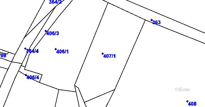 Parcela st. 407/1 v KÚ Lipová u Přerova, Katastrální mapa
