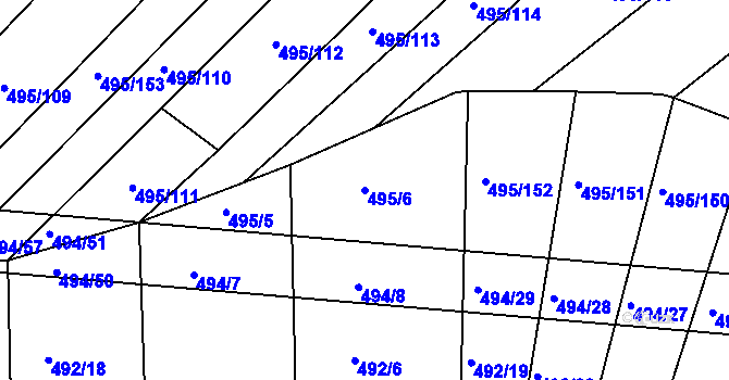 Parcela st. 495/6 v KÚ Lipová u Přerova, Katastrální mapa