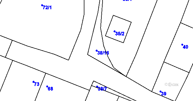 Parcela st. 38/16 v KÚ Lipová u Přerova, Katastrální mapa