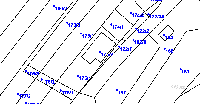 Parcela st. 175/2 v KÚ Lipová u Přerova, Katastrální mapa