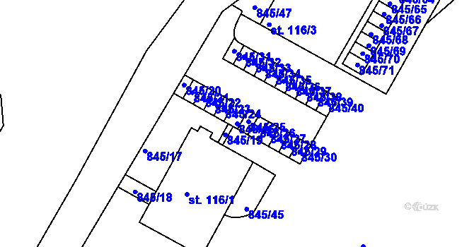 Parcela st. 845/16 v KÚ Horní Lipová, Katastrální mapa