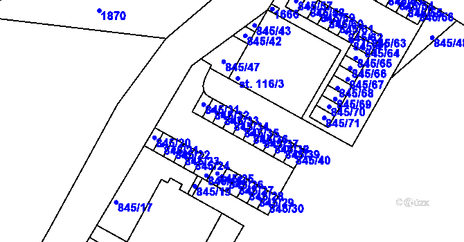 Parcela st. 845/34 v KÚ Horní Lipová, Katastrální mapa