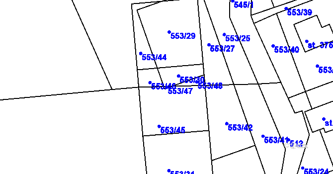 Parcela st. 553/47 v KÚ Horní Lipová, Katastrální mapa