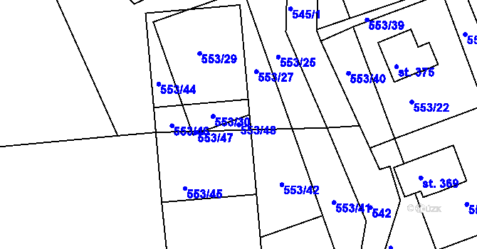 Parcela st. 553/48 v KÚ Horní Lipová, Katastrální mapa
