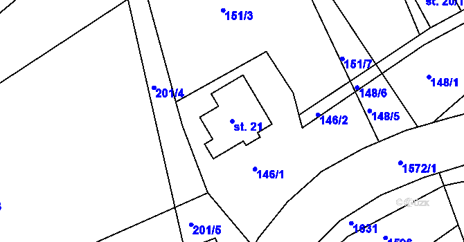 Parcela st. 21 v KÚ Horní Lipová, Katastrální mapa