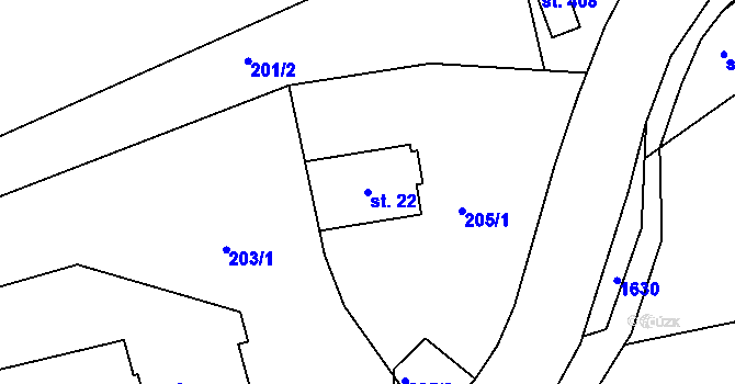 Parcela st. 22 v KÚ Horní Lipová, Katastrální mapa
