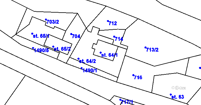Parcela st. 64/1 v KÚ Horní Lipová, Katastrální mapa
