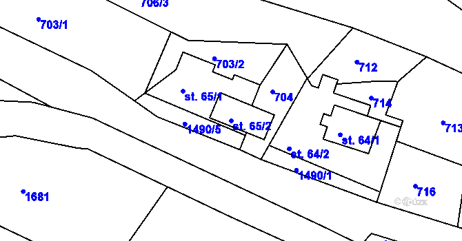 Parcela st. 65/2 v KÚ Horní Lipová, Katastrální mapa