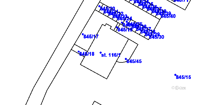 Parcela st. 116/1 v KÚ Horní Lipová, Katastrální mapa