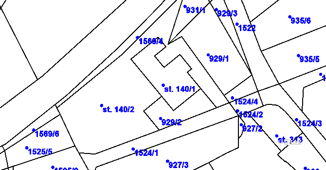 Parcela st. 140/1 v KÚ Horní Lipová, Katastrální mapa