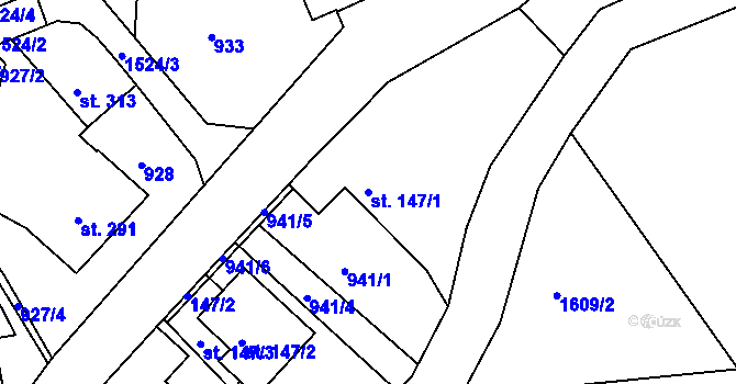 Parcela st. 147/1 v KÚ Horní Lipová, Katastrální mapa