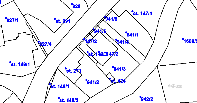 Parcela st. 147/2 v KÚ Horní Lipová, Katastrální mapa