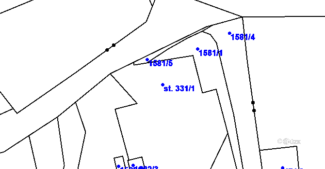 Parcela st. 331/1 v KÚ Horní Lipová, Katastrální mapa
