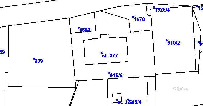 Parcela st. 377 v KÚ Horní Lipová, Katastrální mapa