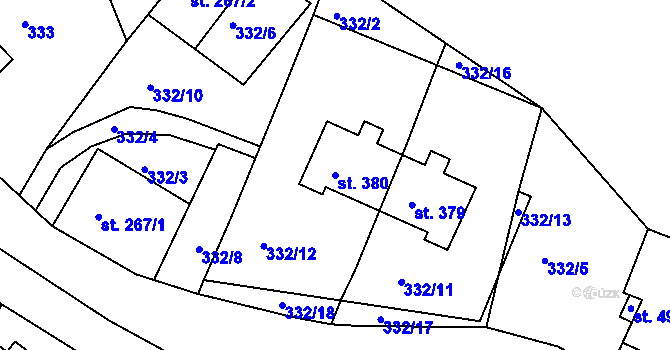 Parcela st. 380 v KÚ Horní Lipová, Katastrální mapa