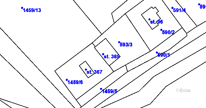 Parcela st. 385 v KÚ Horní Lipová, Katastrální mapa