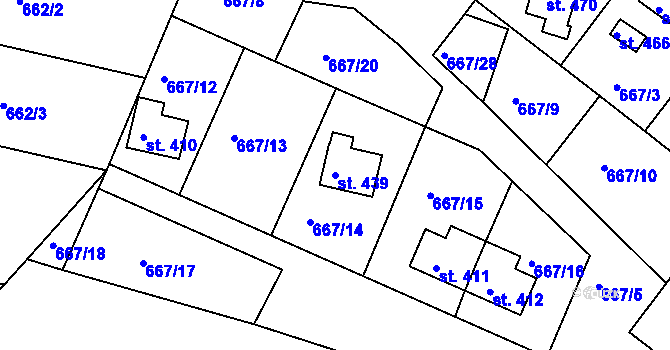 Parcela st. 439 v KÚ Horní Lipová, Katastrální mapa