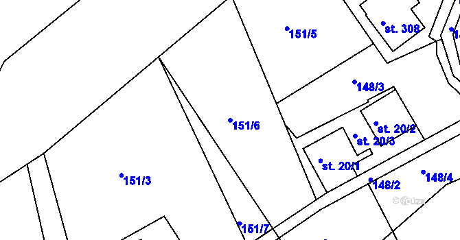 Parcela st. 151/6 v KÚ Horní Lipová, Katastrální mapa