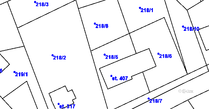 Parcela st. 218/5 v KÚ Horní Lipová, Katastrální mapa